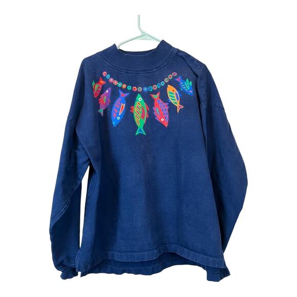 Vintage Sweatshirt Pullover Casual Fishing Retro 90s Island Tropical Beach 2X - Picture 3 of 9